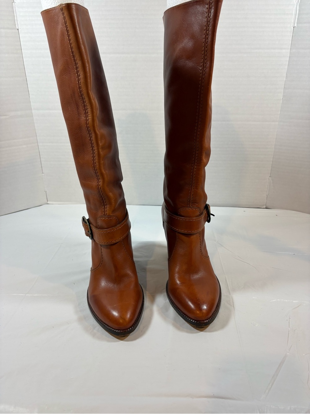 Vintage Robert Clergerie | Paris | 9.5B| Cognac Leather Knee High Boots| Buckle
